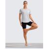 imageCRZ YOGA Pima Cotton Crewneck TShirts for Women  Workout Casual Yoga Athletic Short Sleeve Shirts Soft Crewneck Hip TopsLight Grey Heather