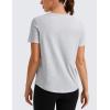 imageCRZ YOGA Pima Cotton Crewneck TShirts for Women  Workout Casual Yoga Athletic Short Sleeve Shirts Soft Crewneck Hip TopsLight Grey Heather