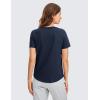 imageCRZ YOGA Pima Cotton Crewneck TShirts for Women  Workout Casual Yoga Athletic Short Sleeve Shirts Soft Crewneck Hip TopsNavy