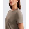 imageCRZ YOGA Pima Cotton Crewneck TShirts for Women  Workout Casual Yoga Athletic Short Sleeve Shirts Soft Crewneck Hip TopsNomad Grey