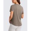 imageCRZ YOGA Pima Cotton Crewneck TShirts for Women  Workout Casual Yoga Athletic Short Sleeve Shirts Soft Crewneck Hip TopsNomad Grey