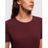 imageCRZ YOGA Pima Cotton Crewneck TShirts for Women  Workout Casual Yoga Athletic Short Sleeve Shirts Soft Crewneck Hip TopsRed Merlot