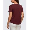 imageCRZ YOGA Pima Cotton Crewneck TShirts for Women  Workout Casual Yoga Athletic Short Sleeve Shirts Soft Crewneck Hip TopsRed Merlot