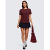 imageCRZ YOGA Pima Cotton Crewneck TShirts for Women  Workout Casual Yoga Athletic Short Sleeve Shirts Soft Crewneck Hip TopsRed Merlot