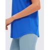 imageCRZ YOGA Pima Cotton Crewneck TShirts for Women  Workout Casual Yoga Athletic Short Sleeve Shirts Soft Crewneck Hip TopsStrong Blue
