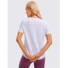 imageCRZ YOGA Pima Cotton Crewneck TShirts for Women  Workout Casual Yoga Athletic Short Sleeve Shirts Soft Crewneck Hip TopsViolet Ash