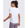 imageCRZ YOGA Pima Cotton Crewneck TShirts for Women  Workout Casual Yoga Athletic Short Sleeve Shirts Soft Crewneck Hip TopsWhite