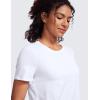 imageCRZ YOGA Pima Cotton Crewneck TShirts for Women  Workout Casual Yoga Athletic Short Sleeve Shirts Soft Crewneck Hip TopsWhite