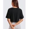 imageCRZ YOGA Pima Cotton Loose Crop TShirts for Women  Workout Yoga Casual Athletic Running Short Sleeve Shirts Crewneck TopsBlack