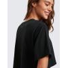 imageCRZ YOGA Pima Cotton Loose Crop TShirts for Women  Workout Yoga Casual Athletic Running Short Sleeve Shirts Crewneck TopsBlack