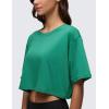 imageCRZ YOGA Pima Cotton Loose Crop TShirts for Women  Workout Yoga Casual Athletic Running Short Sleeve Shirts Crewneck TopsCascadia Green