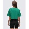 imageCRZ YOGA Pima Cotton Loose Crop TShirts for Women  Workout Yoga Casual Athletic Running Short Sleeve Shirts Crewneck TopsCascadia Green