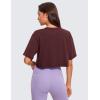 imageCRZ YOGA Pima Cotton Loose Crop TShirts for Women  Workout Yoga Casual Athletic Running Short Sleeve Shirts Crewneck TopsDark Red