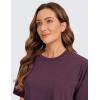imageCRZ YOGA Pima Cotton Loose Crop TShirts for Women  Workout Yoga Casual Athletic Running Short Sleeve Shirts Crewneck TopsEggplant Heather