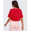 imageCRZ YOGA Pima Cotton Loose Crop TShirts for Women  Workout Yoga Casual Athletic Running Short Sleeve Shirts Crewneck TopsFestival Red
