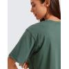 imageCRZ YOGA Pima Cotton Loose Crop TShirts for Women  Workout Yoga Casual Athletic Running Short Sleeve Shirts Crewneck TopsGraphite Green