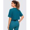 imageCRZ YOGA Pima Cotton Loose Crop TShirts for Women  Workout Yoga Casual Athletic Running Short Sleeve Shirts Crewneck TopsGreen Jade