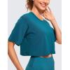 imageCRZ YOGA Pima Cotton Loose Crop TShirts for Women  Workout Yoga Casual Athletic Running Short Sleeve Shirts Crewneck TopsGreen Jade