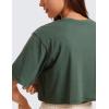 imageCRZ YOGA Pima Cotton Loose Crop TShirts for Women  Workout Yoga Casual Athletic Running Short Sleeve Shirts Crewneck TopsGrey Olive