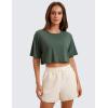 imageCRZ YOGA Pima Cotton Loose Crop TShirts for Women  Workout Yoga Casual Athletic Running Short Sleeve Shirts Crewneck TopsGrey Olive