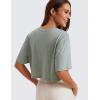 imageCRZ YOGA Pima Cotton Loose Crop TShirts for Women  Workout Yoga Casual Athletic Running Short Sleeve Shirts Crewneck TopsJade Grey