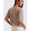 imageCRZ YOGA Pima Cotton Loose Crop TShirts for Women  Workout Yoga Casual Athletic Running Short Sleeve Shirts Crewneck TopsMortar Color