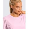 imageCRZ YOGA Pima Cotton Loose Crop TShirts for Women  Workout Yoga Casual Athletic Running Short Sleeve Shirts Crewneck TopsPink Peony