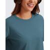 imageCRZ YOGA Pima Cotton Loose Crop TShirts for Women  Workout Yoga Casual Athletic Running Short Sleeve Shirts Crewneck TopsSlate Blue