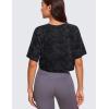 imageCRZ YOGA Pima Cotton Loose Crop TShirts for Women  Workout Yoga Casual Athletic Running Short Sleeve Shirts Crewneck TopsTie Dye Smoke Ink