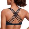 imageCRZ YOGA Naked Feeling Strappy Sports Bras for Women  Criss Cross Back Wireless Padded Cami Yoga Workout TopTrue Navy