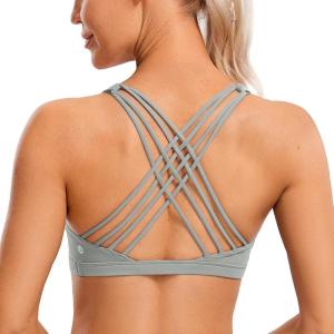 imageCRZ YOGA Naked Feeling Strappy Sports Bras for Women  Criss Cross Back Wireless Padded Cami Yoga Workout TopSterling