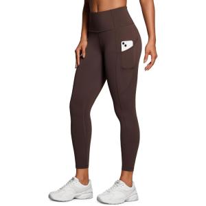 imageCRZ YOGA Naked Feeling Workout Leggings Pockets 25  High Waisted Womens Yoga Pants Running TightsHot Fudge Brown