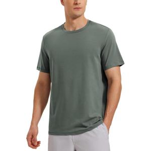 imageCRZ YOGA Pima Cotton Shirts for Men  Short Sleeve Casual Crewneck TShirts Breathable Workout Daily Tee TopsGrey Sage