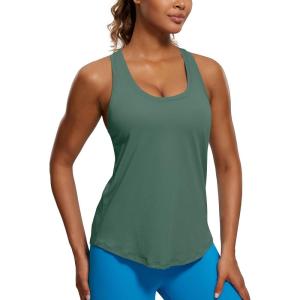 imagePima Cotton HipLength Tank RacerbackGraphite Green