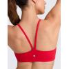 imageCRZ YOGA Butterlift Double Lined V Back Sports Bras for Women  Scoop Neck Spaghetti Strap Wireless Yoga Top Non PaddedAurora Red