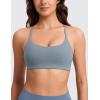 imageCRZ YOGA Butterlift Double Lined V Back Sports Bras for Women  Scoop Neck Spaghetti Strap Wireless Yoga Top Non PaddedBelgian Blue