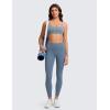 imageCRZ YOGA Butterlift Double Lined V Back Sports Bras for Women  Scoop Neck Spaghetti Strap Wireless Yoga Top Non PaddedBelgian Blue