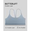 imageCRZ YOGA Butterlift Double Lined V Back Sports Bras for Women  Scoop Neck Spaghetti Strap Wireless Yoga Top Non PaddedBelgian Blue