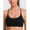 imageCRZ YOGA Butterlift Double Lined V Back Sports Bras for Women  Scoop Neck Spaghetti Strap Wireless Yoga Top Non PaddedBlack