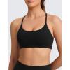 imageCRZ YOGA Butterlift Double Lined V Back Sports Bras for Women  Scoop Neck Spaghetti Strap Wireless Yoga Top Non PaddedBlack