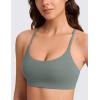 imageCRZ YOGA Butterlift Double Lined V Back Sports Bras for Women  Scoop Neck Spaghetti Strap Wireless Yoga Top Non PaddedGrey Sage