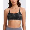 imageCRZ YOGA Butterlift Double Lined V Back Sports Bras for Women  Scoop Neck Spaghetti Strap Wireless Yoga Top Non PaddedGrey Tie Dye Flowers