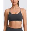 imageCRZ YOGA Butterlift Double Lined V Back Sports Bras for Women  Scoop Neck Spaghetti Strap Wireless Yoga Top Non PaddedMysterious Grey