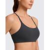 imageCRZ YOGA Butterlift Double Lined V Back Sports Bras for Women  Scoop Neck Spaghetti Strap Wireless Yoga Top Non PaddedMysterious Grey