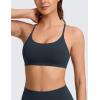 imageCRZ YOGA Butterlift Double Lined V Back Sports Bras for Women  Scoop Neck Spaghetti Strap Wireless Yoga Top Non PaddedTrue Navy