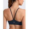 imageCRZ YOGA Butterlift Double Lined V Back Sports Bras for Women  Scoop Neck Spaghetti Strap Wireless Yoga Top Non PaddedTrue Navy