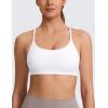 imageCRZ YOGA Butterlift Double Lined V Back Sports Bras for Women  Scoop Neck Spaghetti Strap Wireless Yoga Top Non PaddedWhite