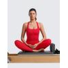 imageCRZ YOGA Butterlift Square Neck Crop Tank Tops for Women  Longline Racerback Sports Bras Yoga Cami Non PaddedAurora Red