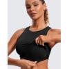 imageCRZ YOGA Butterluxe High Neck Crop Tank Tops for Women  Racerback Padded Longline Sports Bras WorkoutBlack