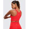 imageCRZ YOGA Butterluxe High Neck Crop Tank Tops for Women  Racerback Padded Longline Sports Bras WorkoutDeep Red
